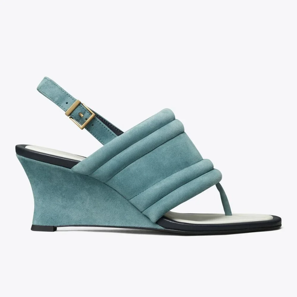 Tory Burch $400 Puffy Wedge Sandals Pumps Heels Arctic Blue 10 FEELS LIKE 9.5